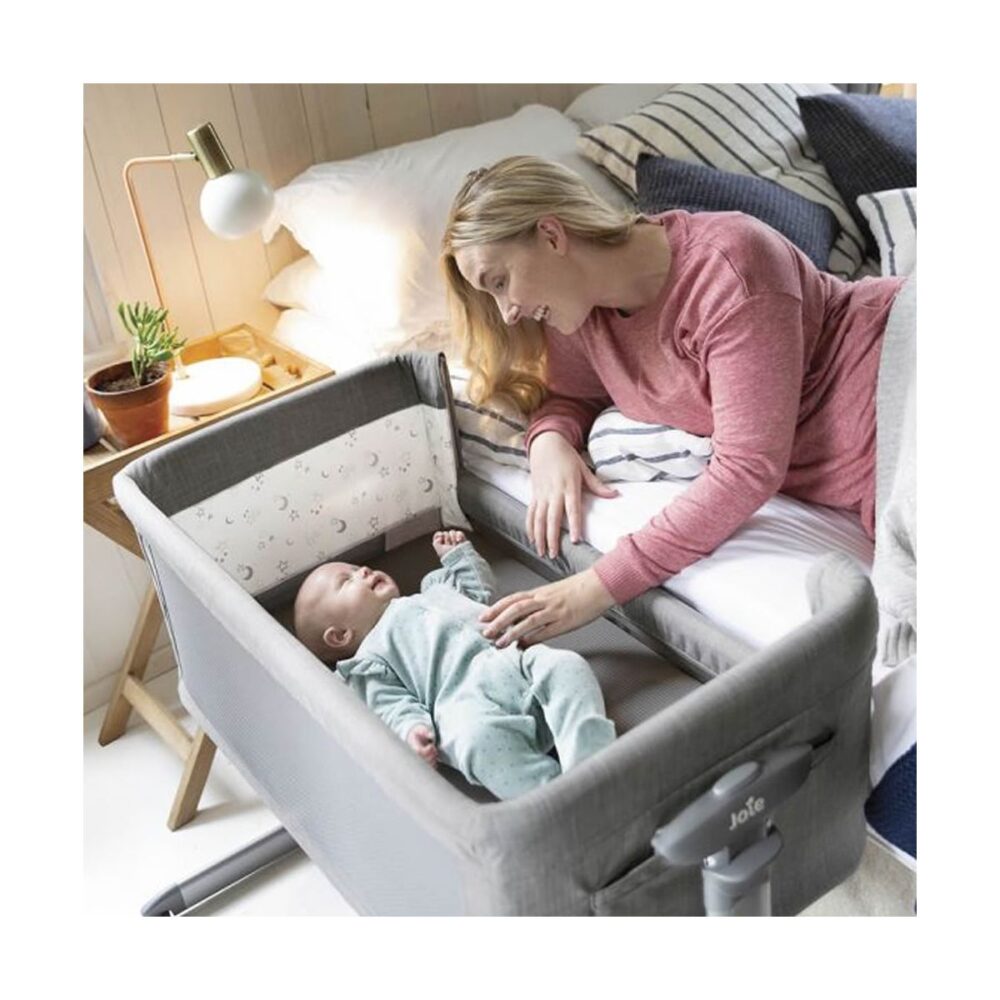 Joie Roomie Glide Bedside Crib in Foggy Grey