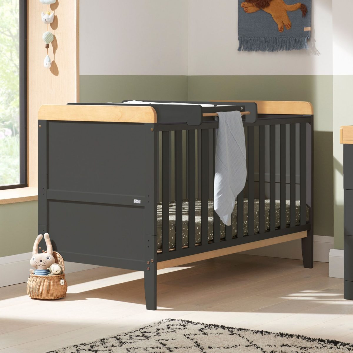 Tutti Bambini Rio Cot Bed Bundle in Slate Grey Hopscotch Hereford