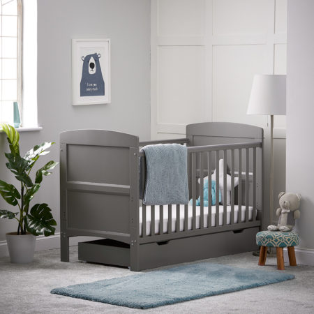 O'baby Grace Cot Bed with Underbed Drawer in Taupe Grey Including Free Mattress!