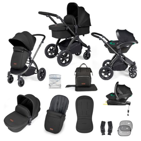 Ickle Bubba Stomp Luxe Stratus I-size Bundle in Black/black
