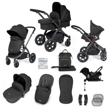 Ickle Bubba Stomp Luxe Galaxy Car Seat Bundle in Midnight/black (black Handles)