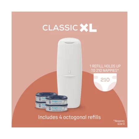 Angelcare® Classic Xl Nappy Disposal System with 4 Octagonal Refill Packs