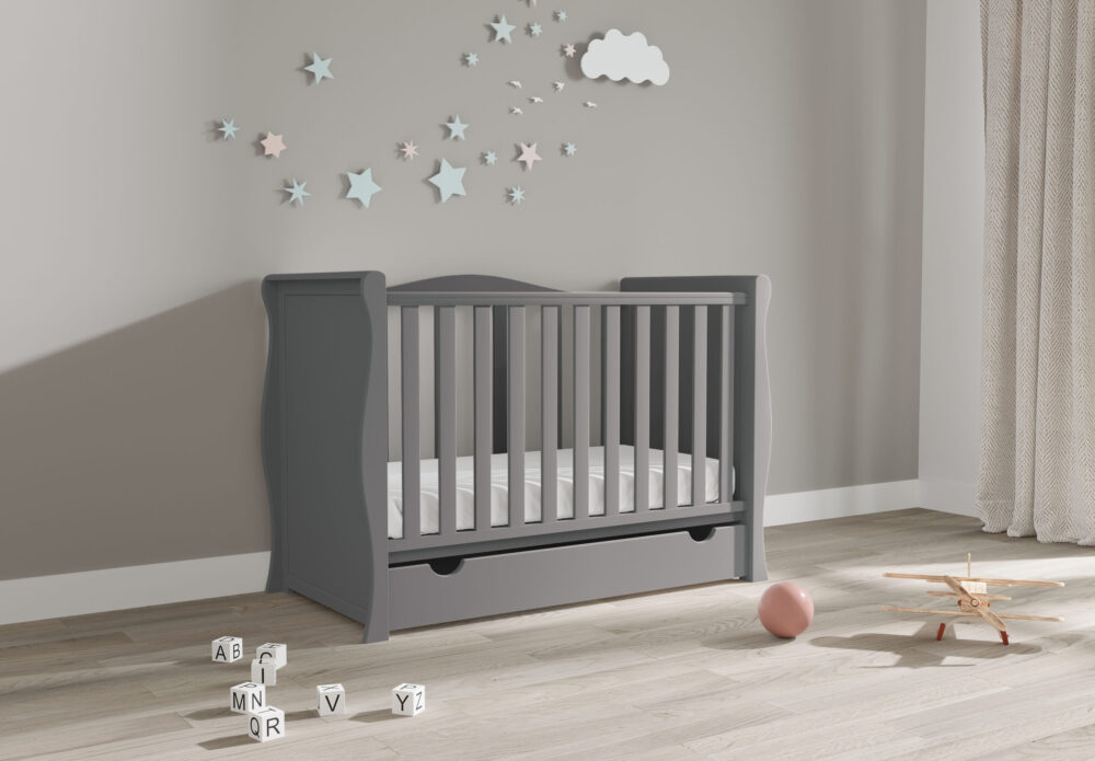 Viculii Willow Mini Cotbed in Grey Including Mattress