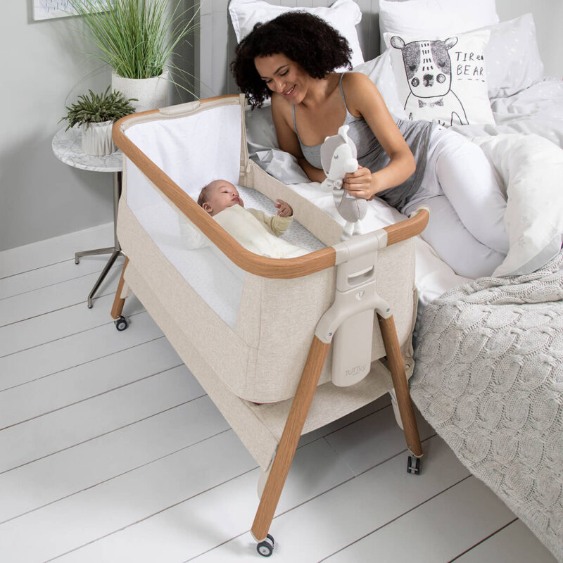 Tutti Bambini Cozee Air Bedside Crib in Scandinavian Walnut/ecru Black Friday Offer!
