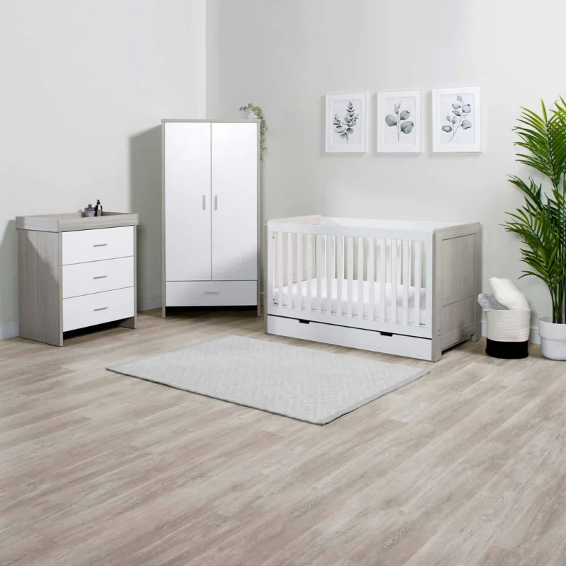 Ickle Bubba Pembrey 3 Piece Furniture Range with Underbed Storage in White/ash Grey Clearance Sale