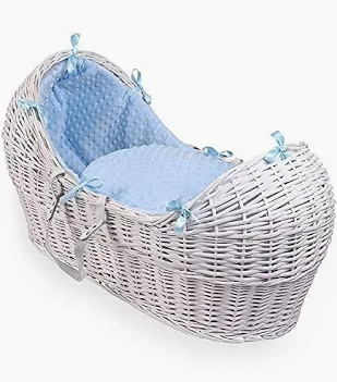 Clair De Lune Noah Pod White Wicker with Blue Dimple Fabrics